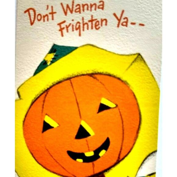 Halloween Greeting Card Vintage Party Invite Stick Head Scarecrow Hallmark Slim - Picture 5 of 7